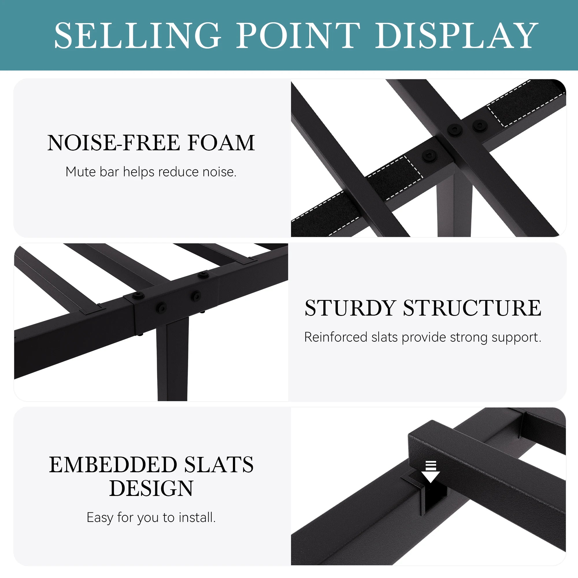 Metal Platform Frame, Circular Design Headboard/Footboard, Under Bed Storage