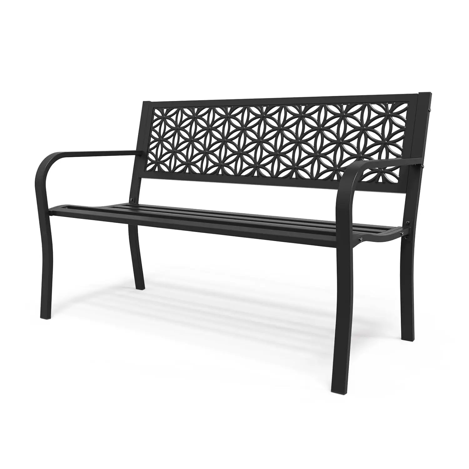 50" Metal Garden Bench Floral Back, 800lb Capacity
