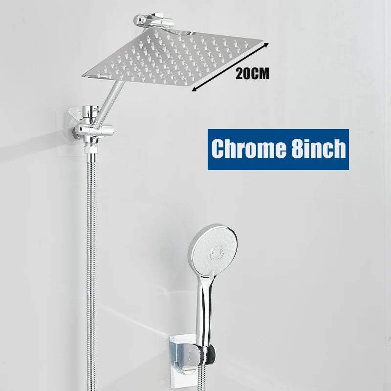 Rainfall 8"/10" High-Pressure Shower Head Concealed 2-In-1 Set,
