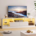 For 60/65/70-Inch TVs, Modern Curved TV Console LED Lights, 2 Drawers & Glass Shelves