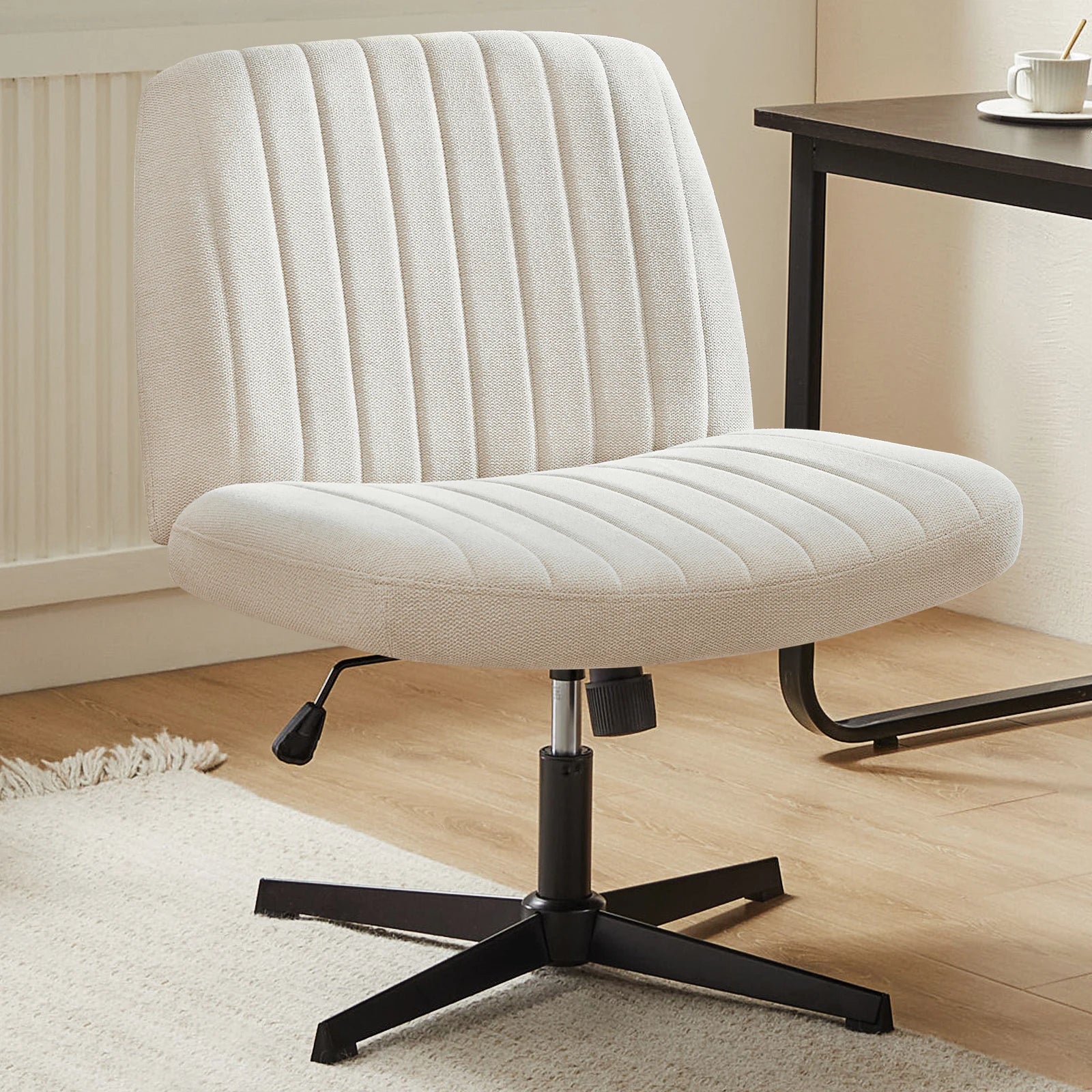 Cross Legged Rocking Gaming Chair Armless Wide Adjustable Swivel