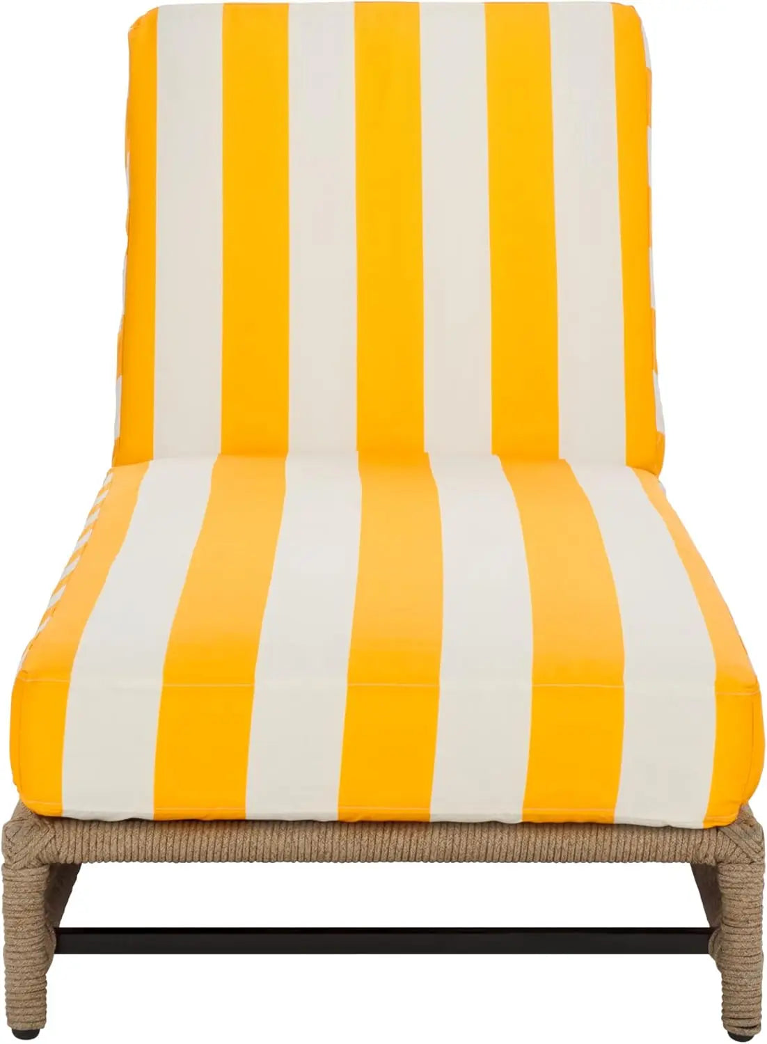 74" Callan Heather Tan Rope Chaise, Hunter Green Stripe Cushion