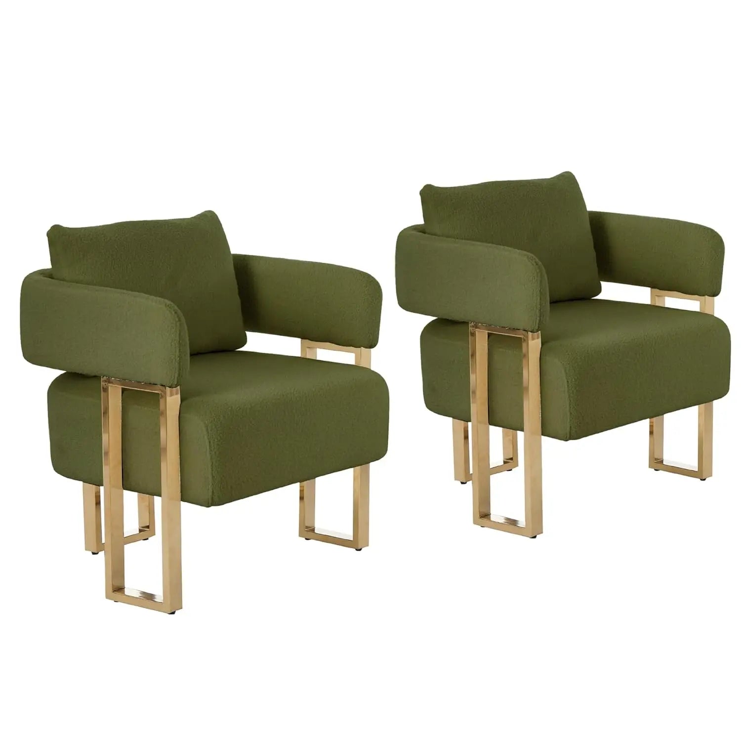 Barrel Accent Chairs 2pcs Upholstered, Gold Legs