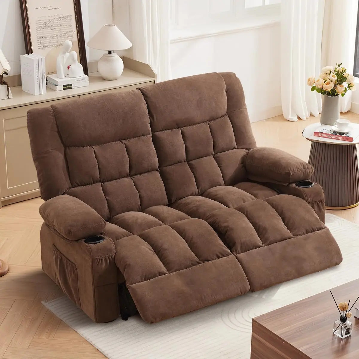 Recliner Loveseat Manual Oversized Recliner Cup Holders Ergonomic