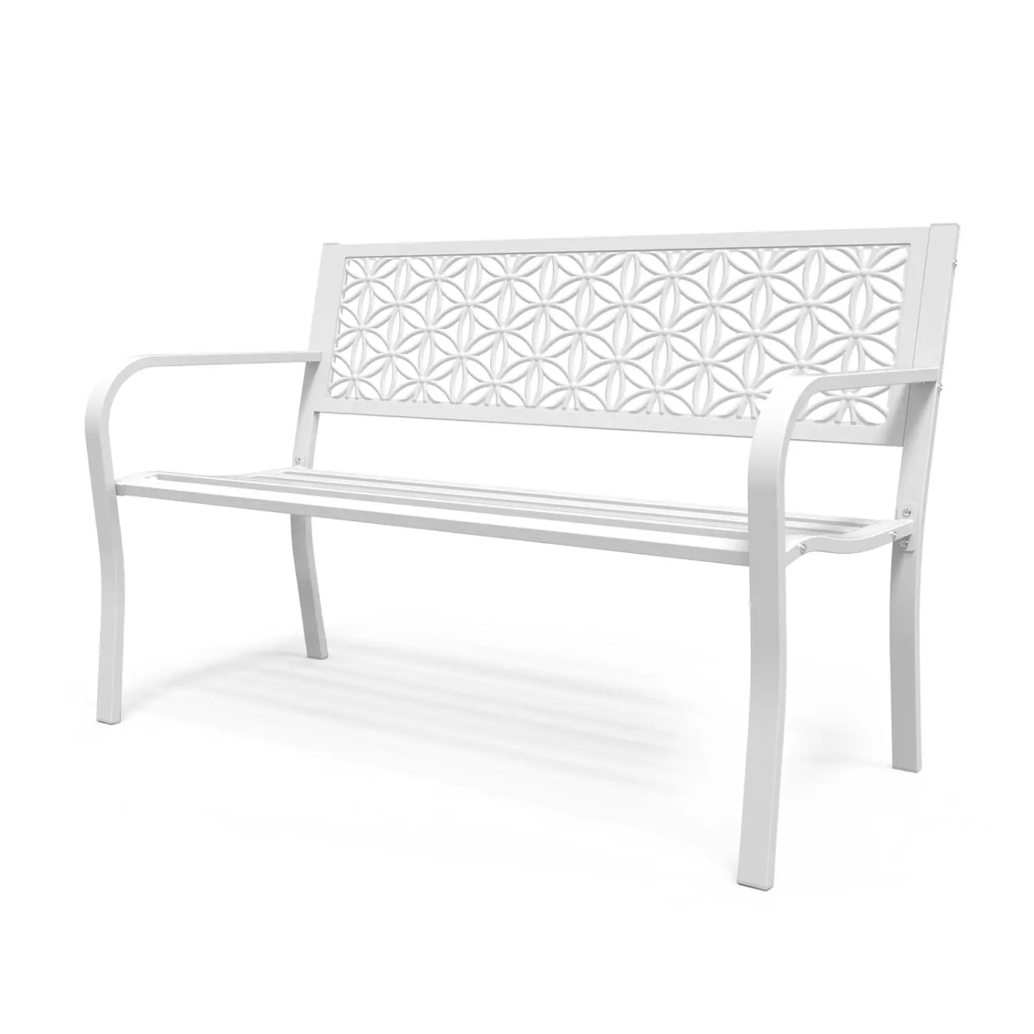 50" Metal Garden Bench Floral Back, 800lb Capacity