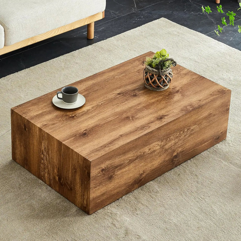 Rectangle Wood Grain Coffee Table Wooden Center Table