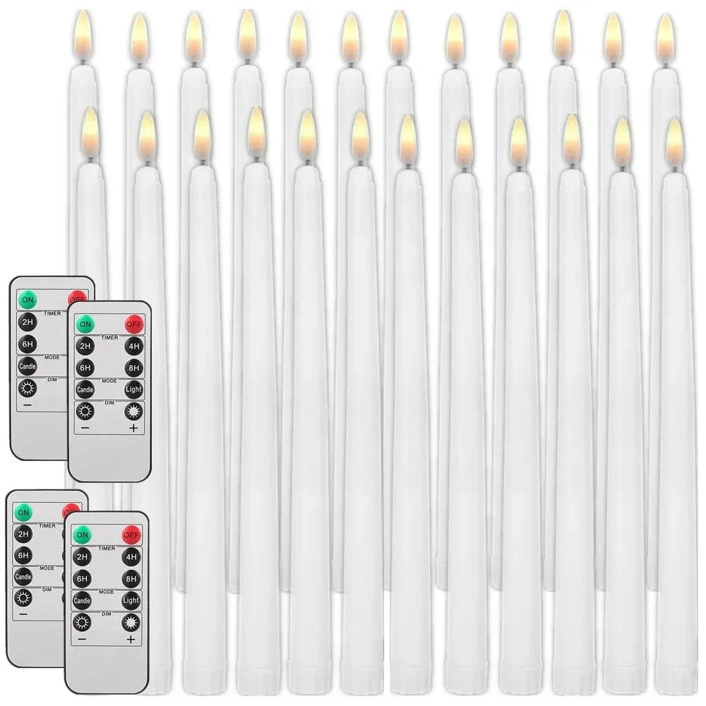 Pack of 12/24Pc LED Flameless Flickering Taper Candles, Remote Battery