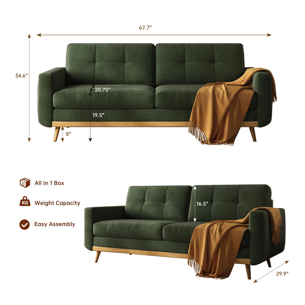 67.7IN Loveseat Sofa Wooden Legs