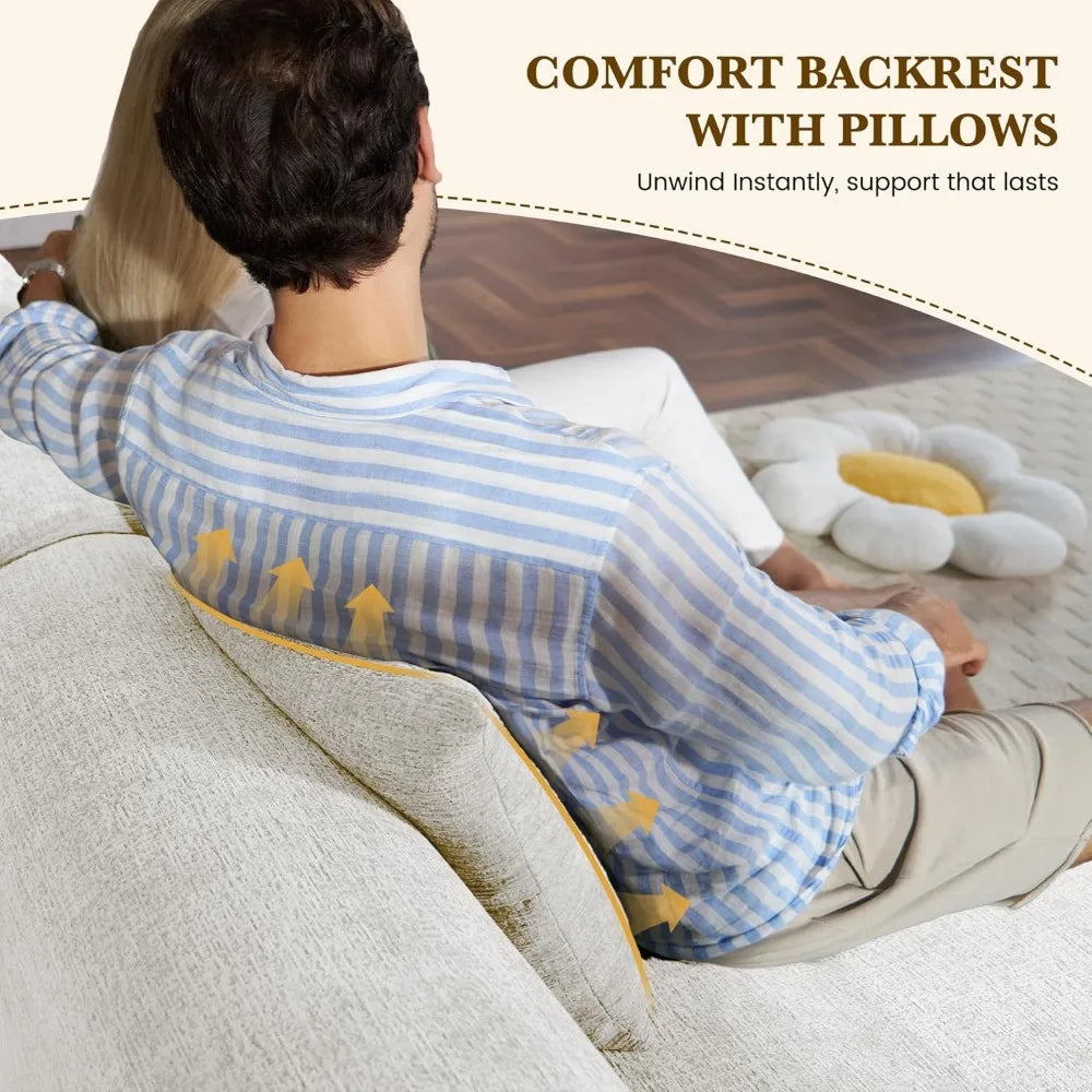 122" L Shaped Boneless Modular Cloud Couch Sectional, Ottoman, 4-Seat