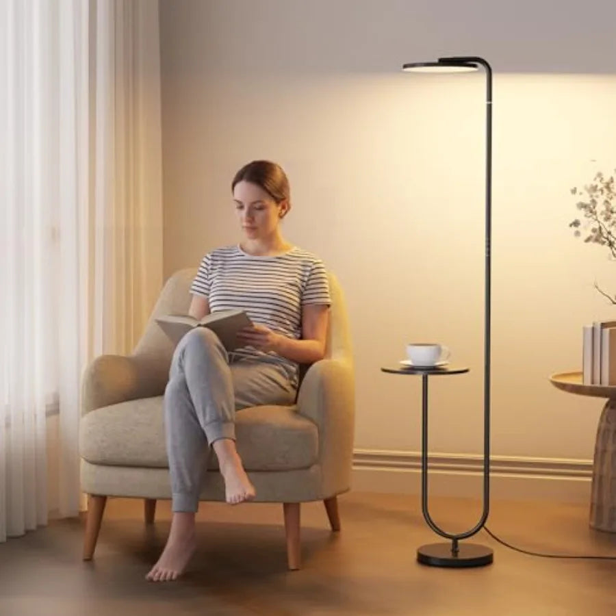 LED Floor Lamp with Table, Super Bright Stepless Dimmable Torchiere Remote Control