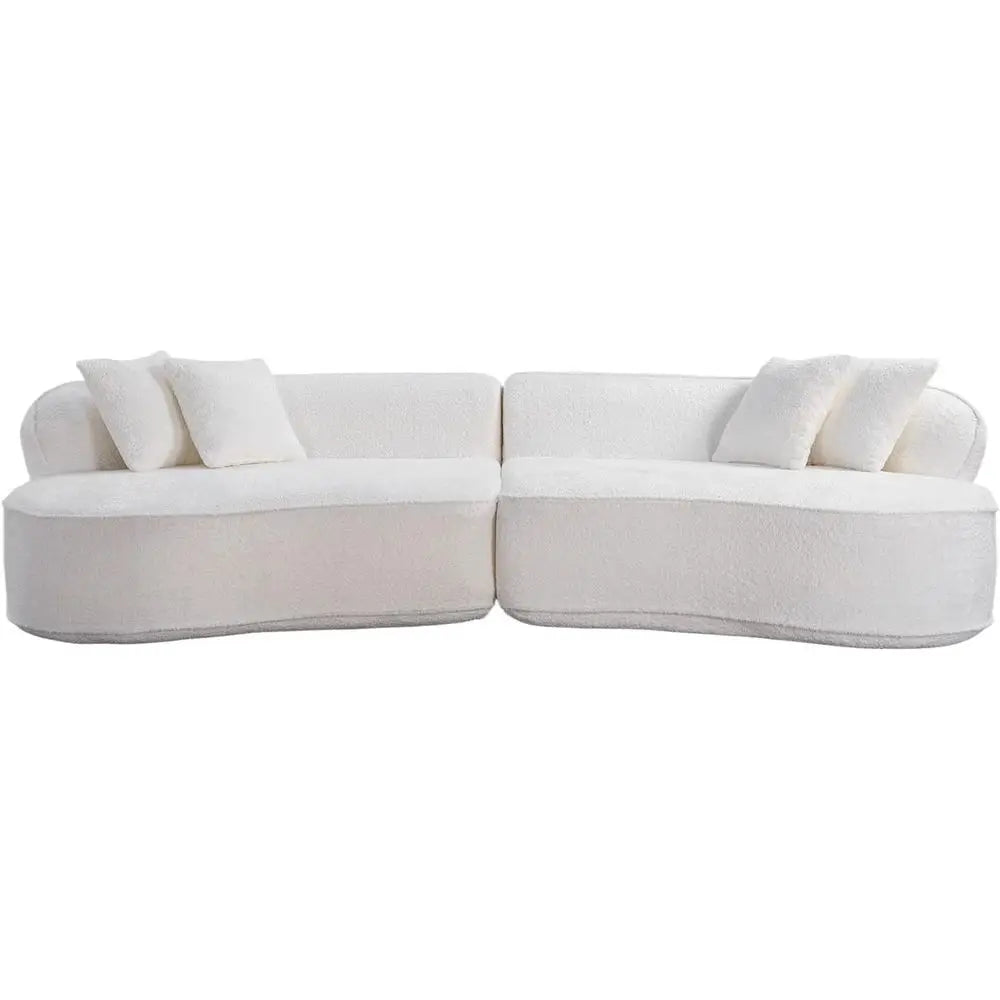 Curved 4-Seat Cloud Sofa with Deep Cushions, Pillows