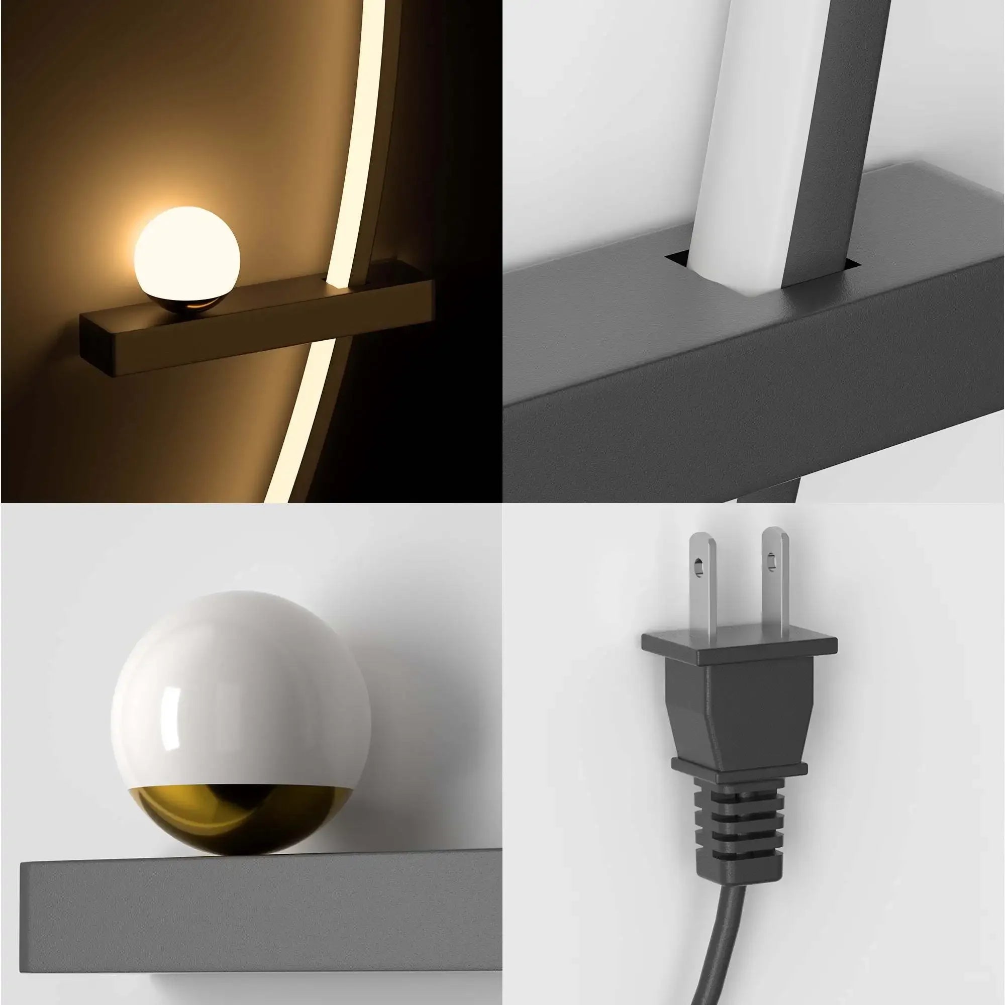 2pcs 31.5" Arched Metal, Adjustable LED Wall Sconce,