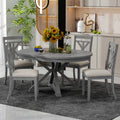 5-PC Extendable Round Dining Table, 4 Upholstered Chairs