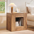 24" Nightstand Charging Station, Hidden Drawers & Open Storage Shelf