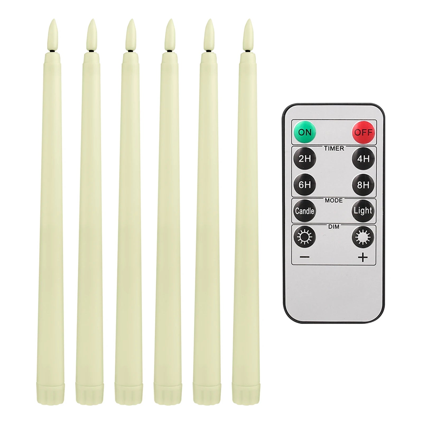 Pack of 12/24Pc LED Flameless Flickering Taper Candles, Remote Battery