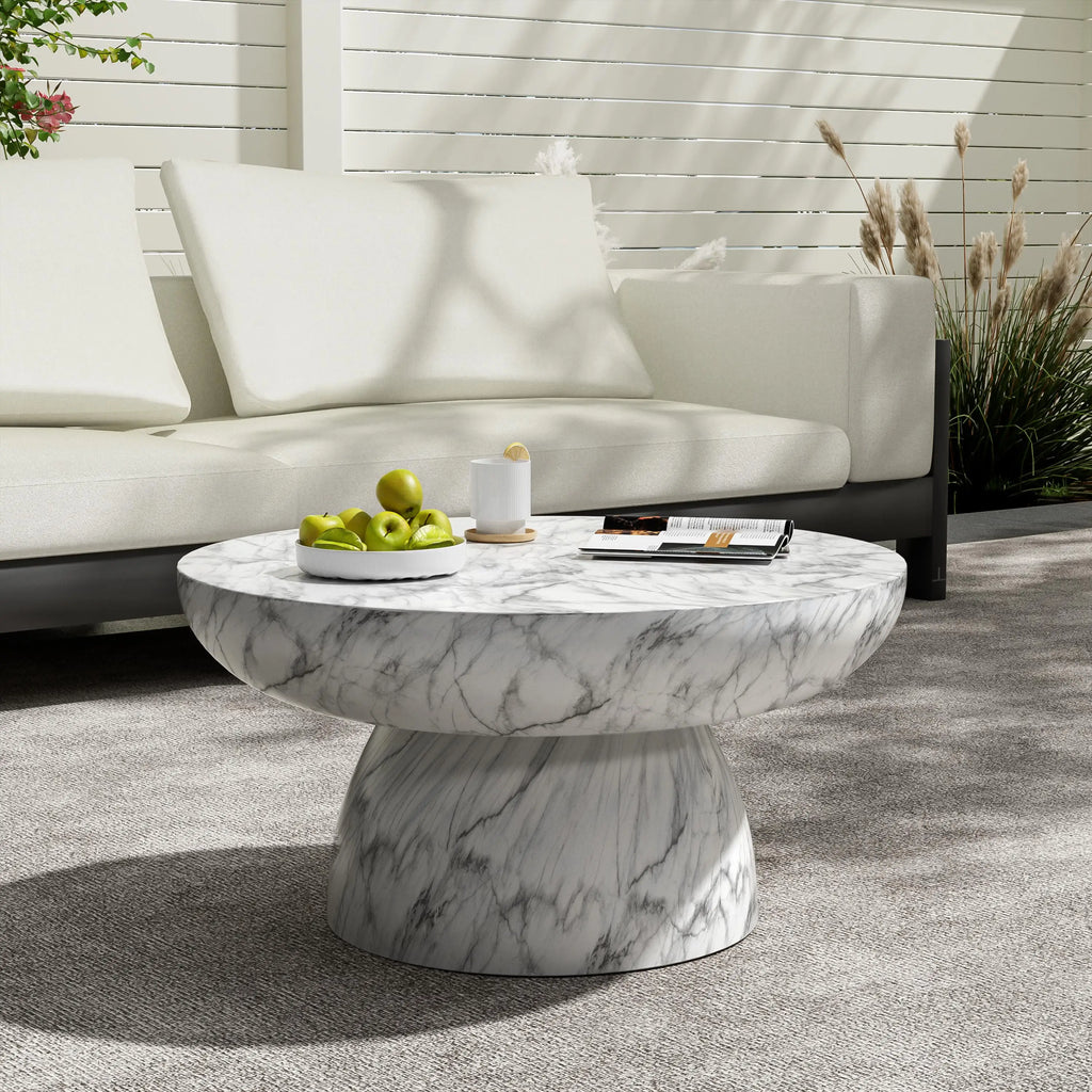 Handcrafted Faux Marble Coffee Table Indoor/Outdoor No Assembly