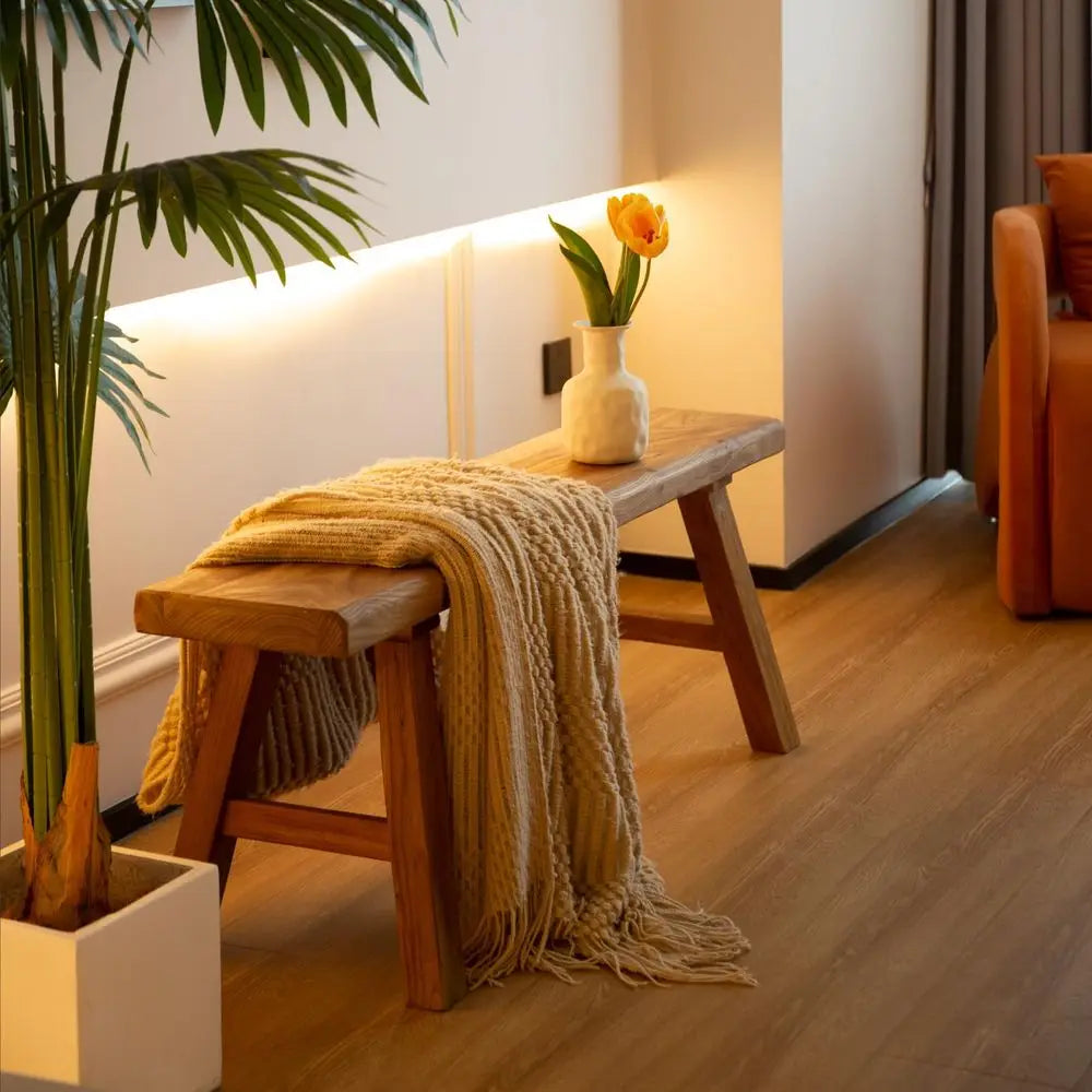 Indoor Rustic Bench, Skinny Bench Extra Thick Solid Wood
