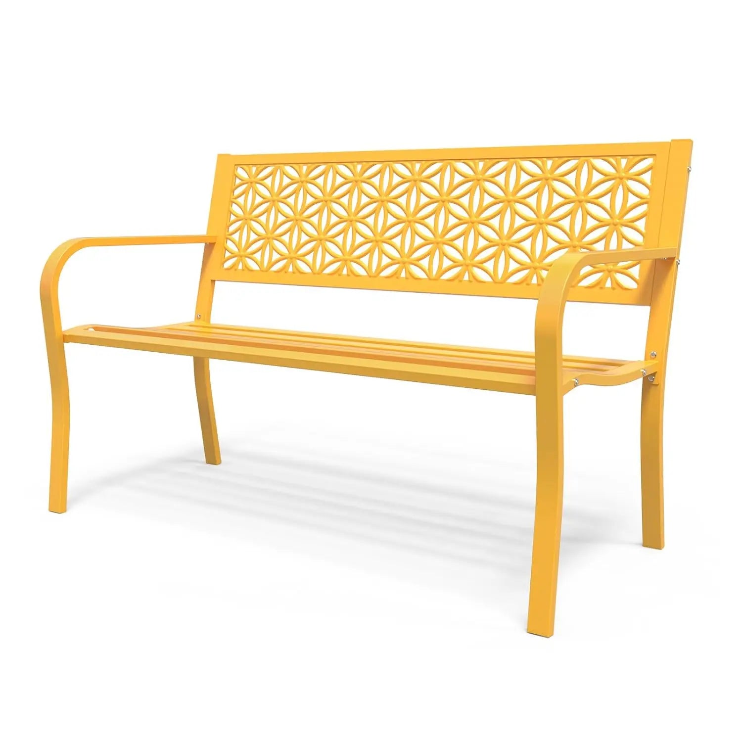 50" Metal Garden Bench Floral Back, 800lb Capacity