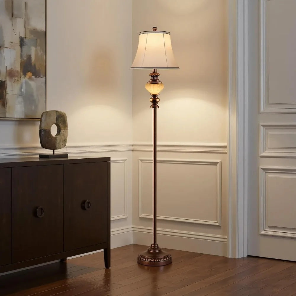 65'' Vintage Floor Lamp Nightlight, Fabric Shade Rotary Switch, LED Bulb Included