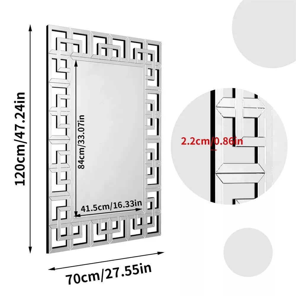 Wisfor 48”×28”Rectangle Grecian Venetian Mirror Sliver Accent.