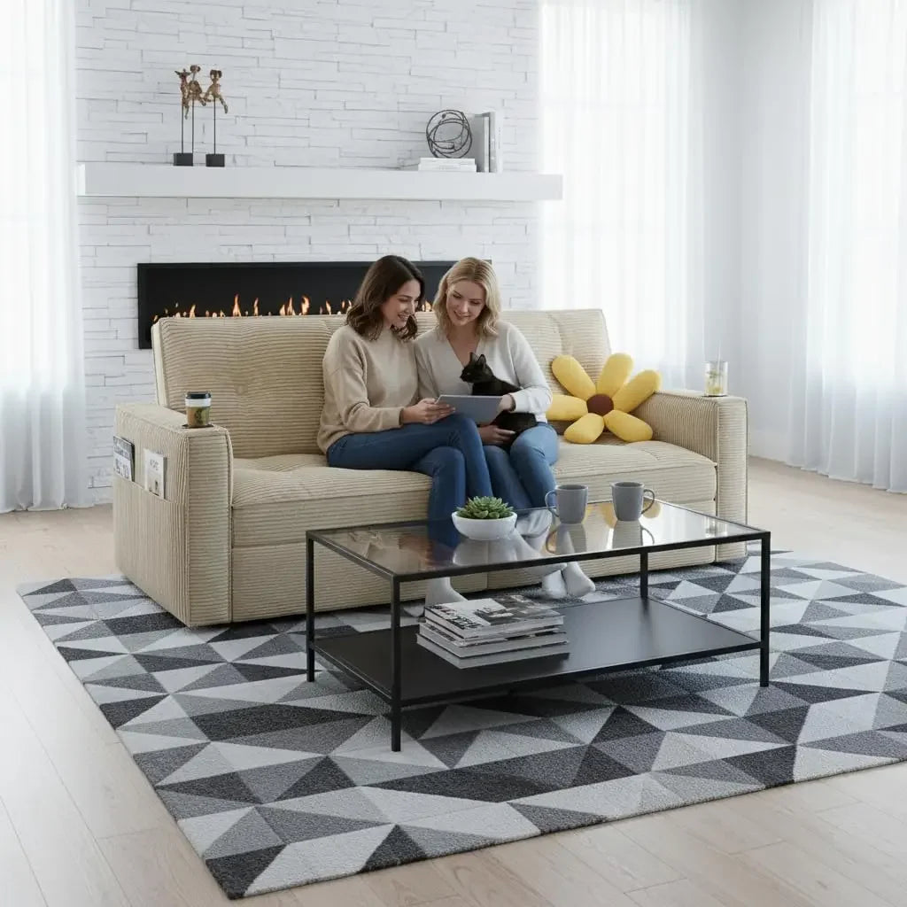 73" 2-Seater Queen Size Loveseat Sleeper Sofa, Pull Out Bed, USB