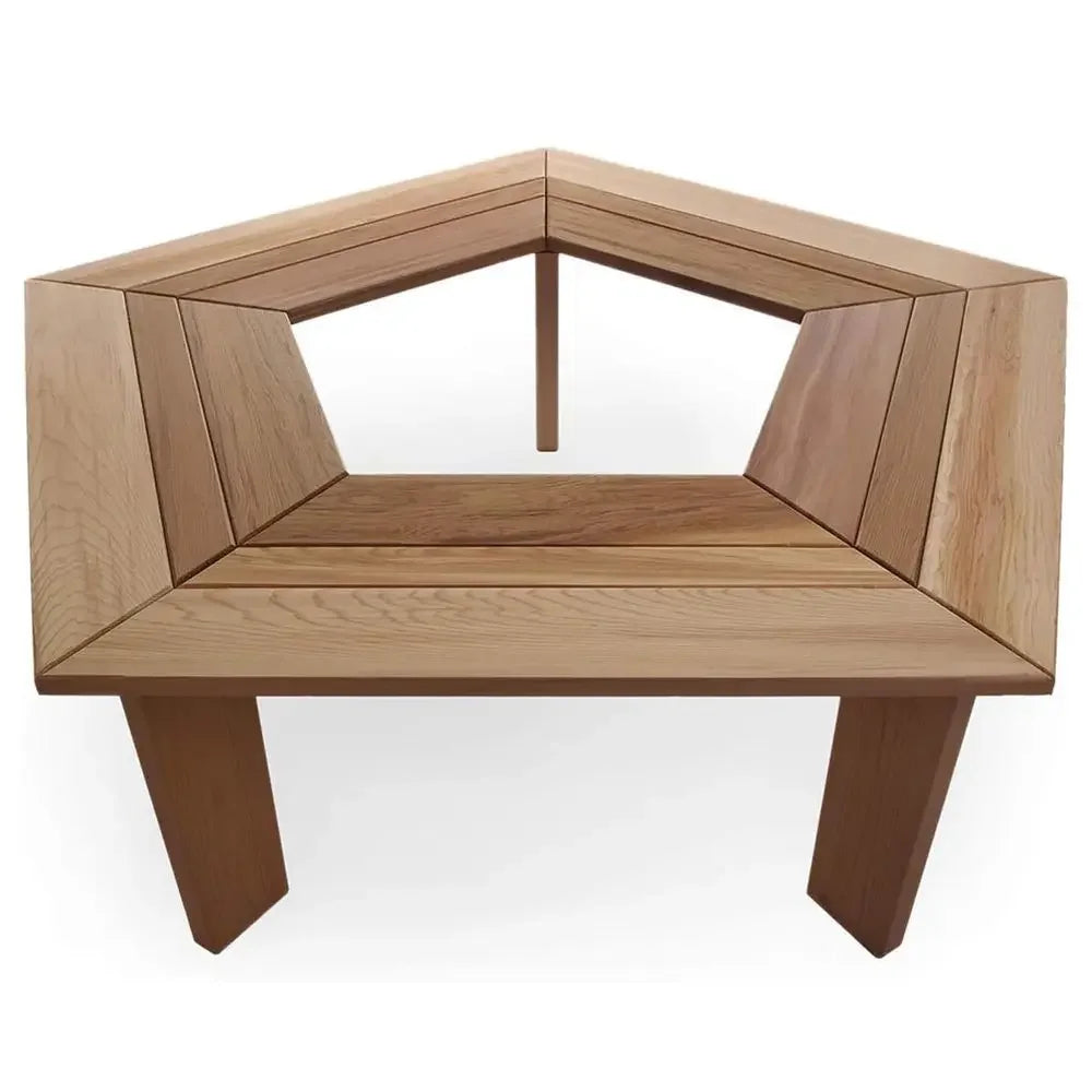 Cedar 52IN 5-Sided Wrap Around Outdoor Seating, Tree Bench, Natural