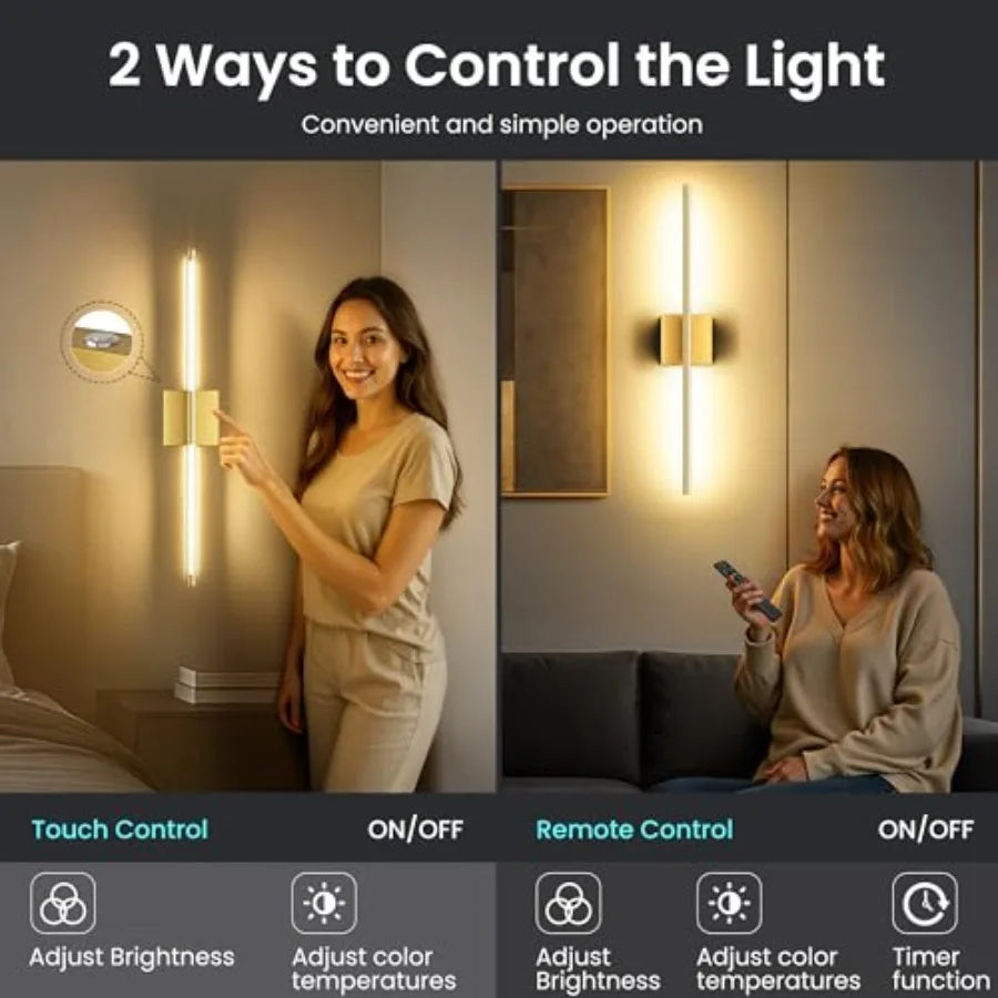 Battery Operated Wall Sconces Set-of-Two 10000mAh, Rechargeable w/Remote 360° Rotation