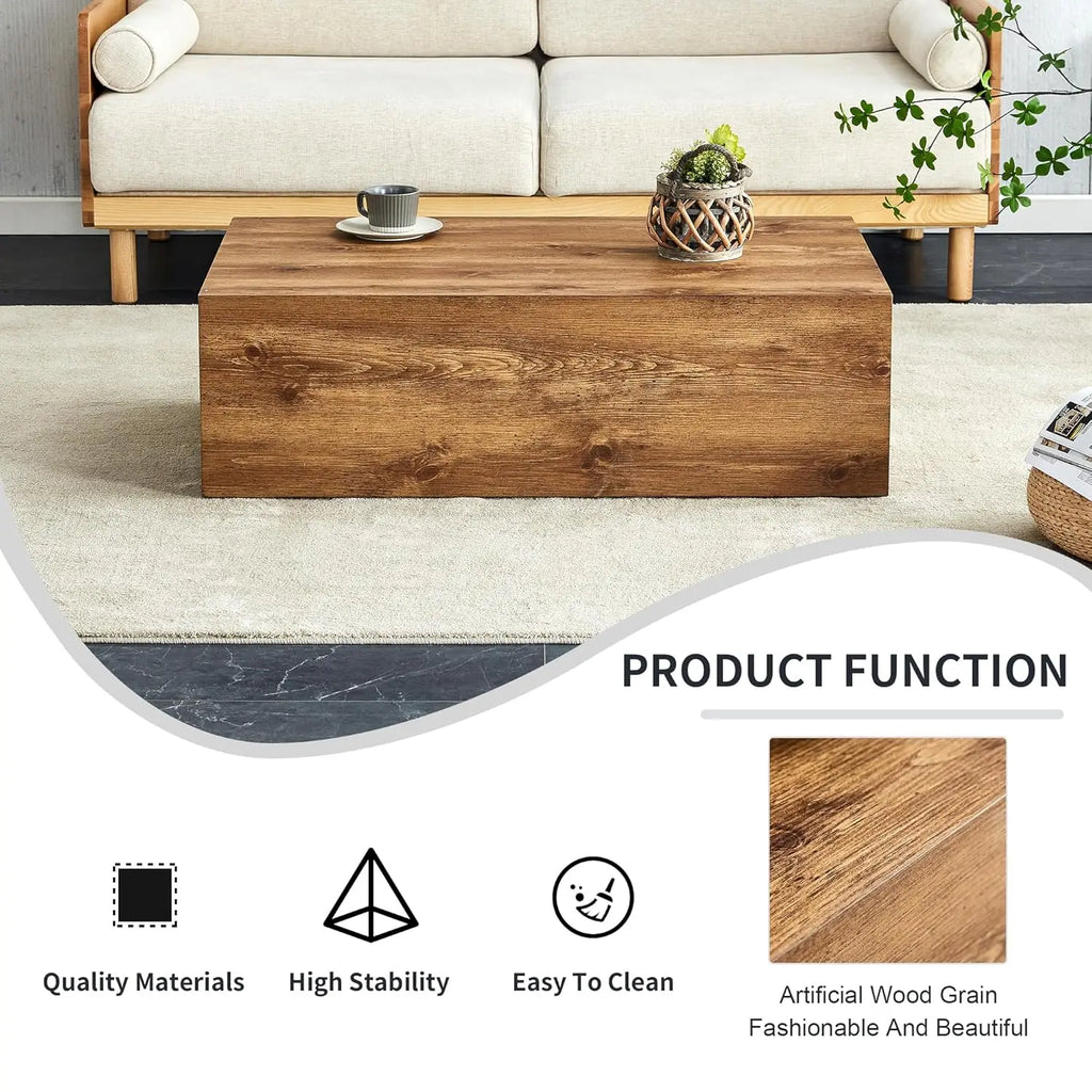 Rectangle Wood Grain Coffee Table Wooden Center Table