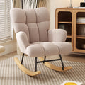 Rocking Chair Leisure Chair, High-Back Armchair with Padded Seat, Velvet Fabric, Solid Wood, Soft-Covered Rocking Chair for Office