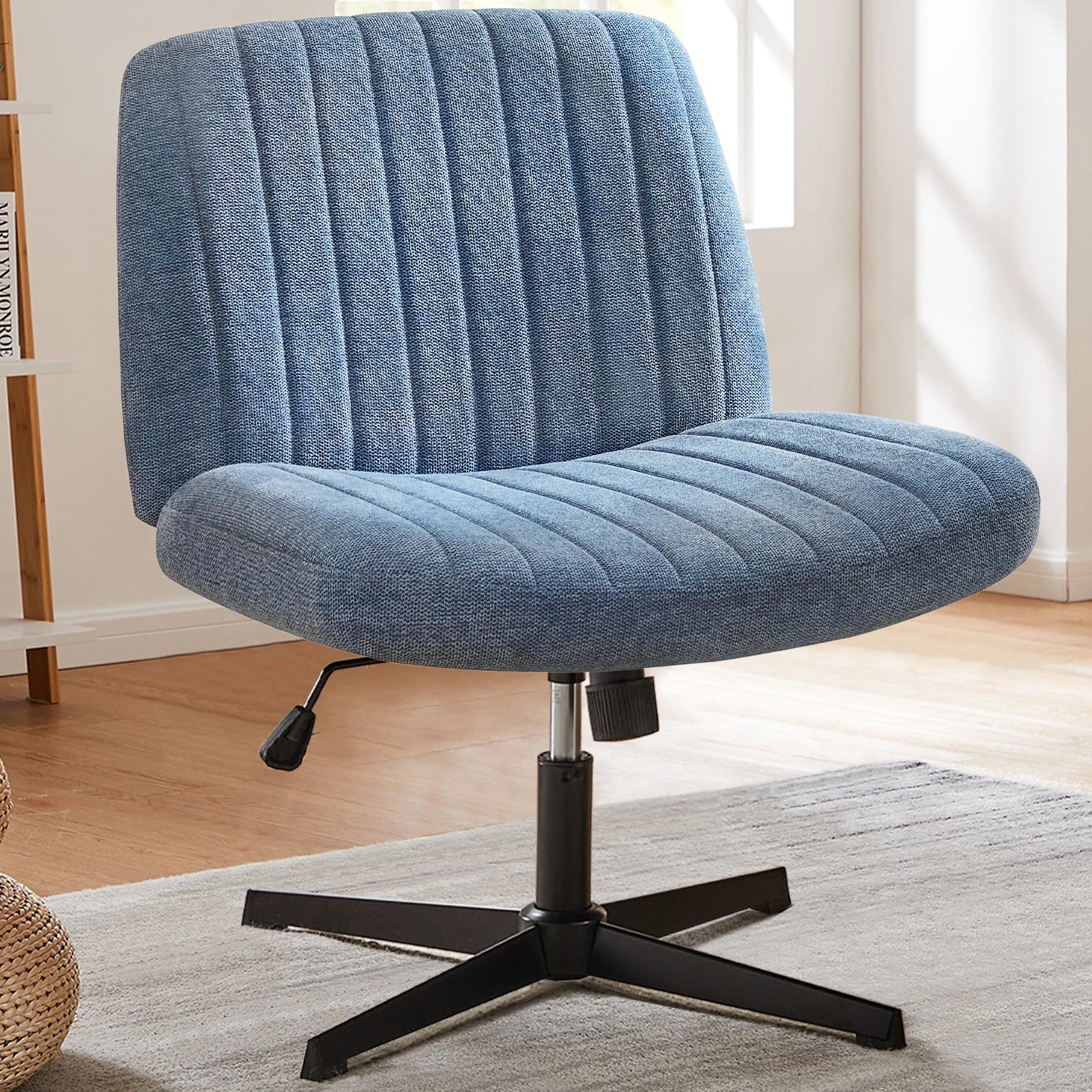 Cross Legged Rocking Gaming Chair Armless Wide Adjustable Swivel