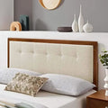 Modway Draper Tufted Full Fabric Wood Headboard in Walnut Beige