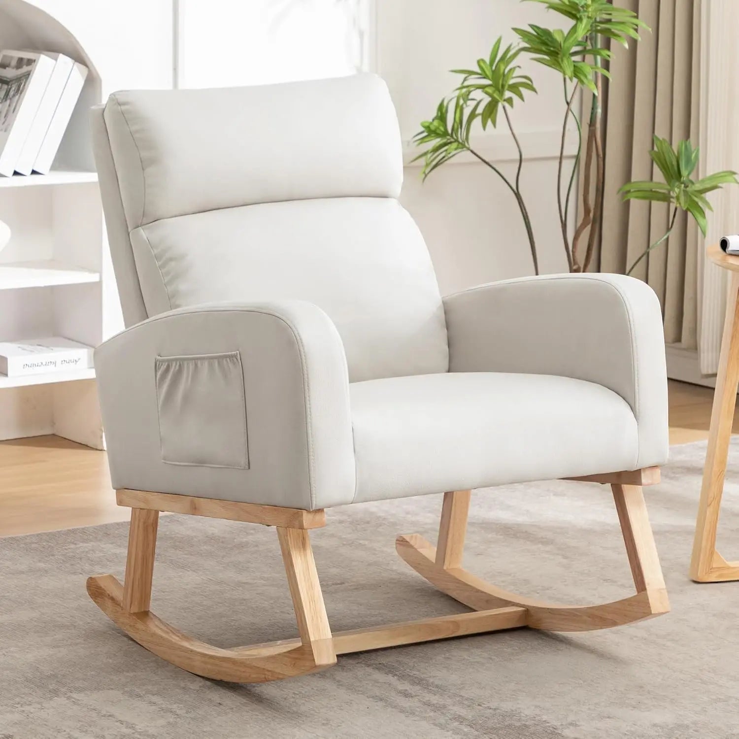 Rocking Chair, Sherpa Armchair with High Backrest