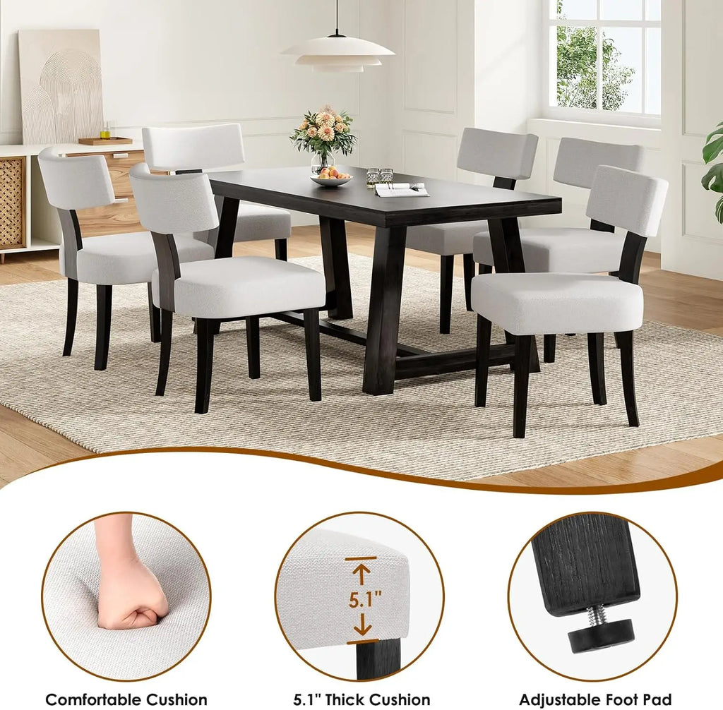 Upholstered Armless 2 Chairs Hardwood Frame Curved Backrest