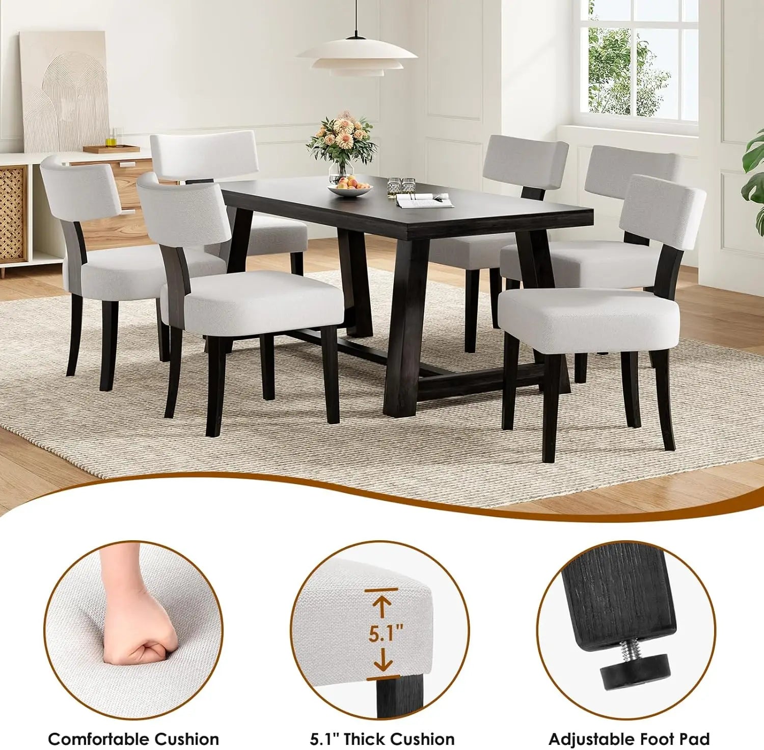 Upholstered Armless 2 Chairs Hardwood Frame Curved Backrest
