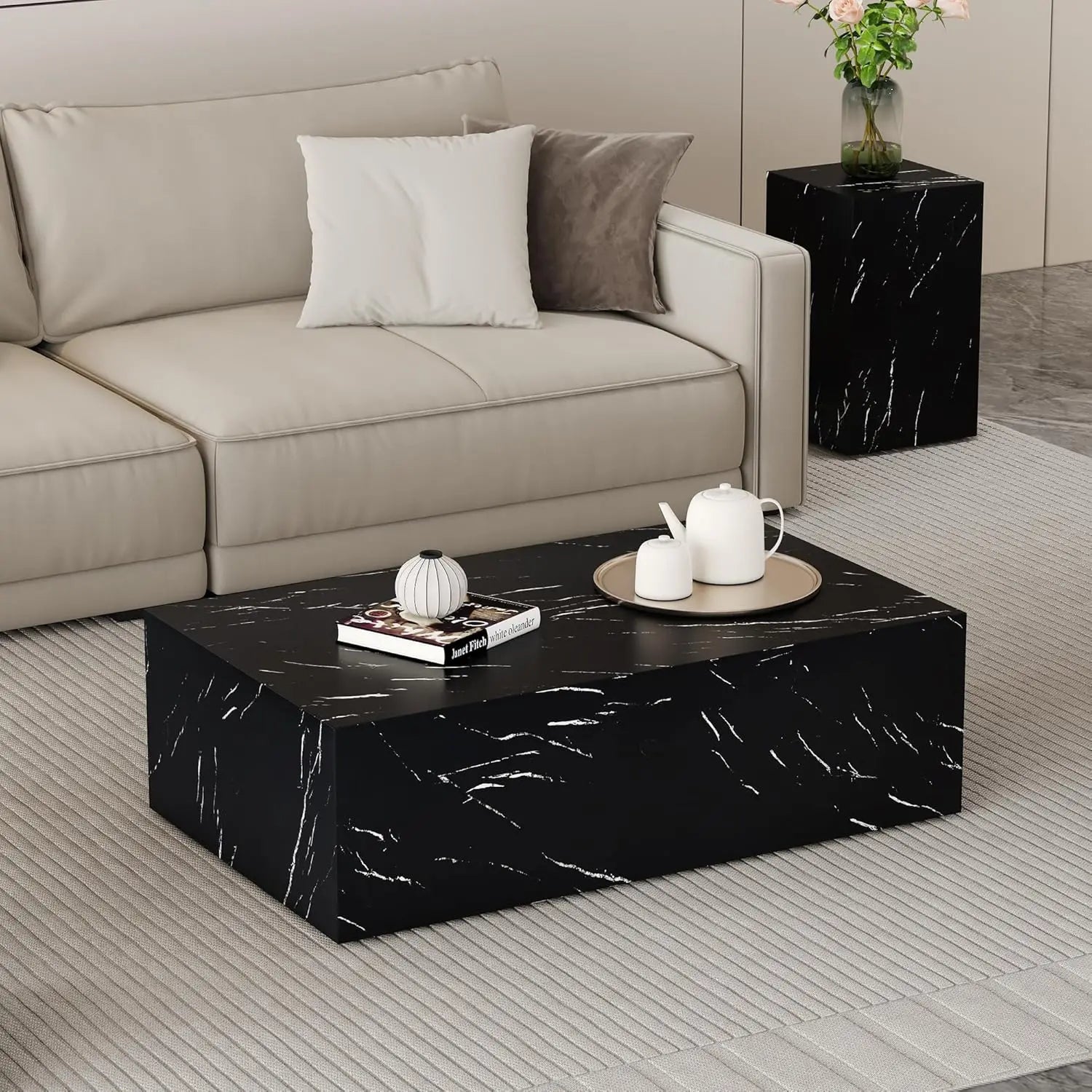 Rectangle Wood Grain Coffee Table Wooden Center Table
