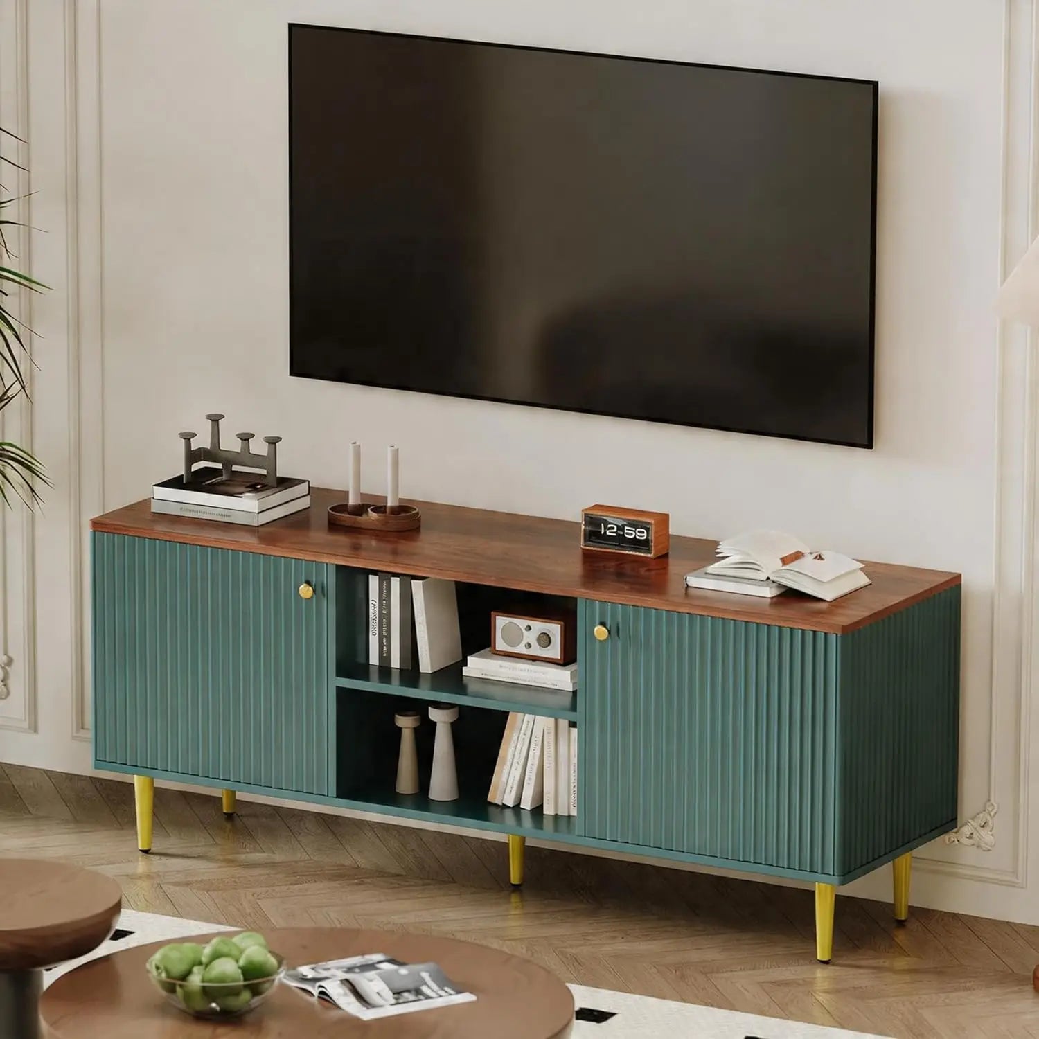 55IN Entertainment Center Up to 65" TV Console, Storage Cabinets