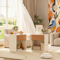 Fluted Nightstands Set Of 2, Wood, Drawer, Open Storage Shelf,
