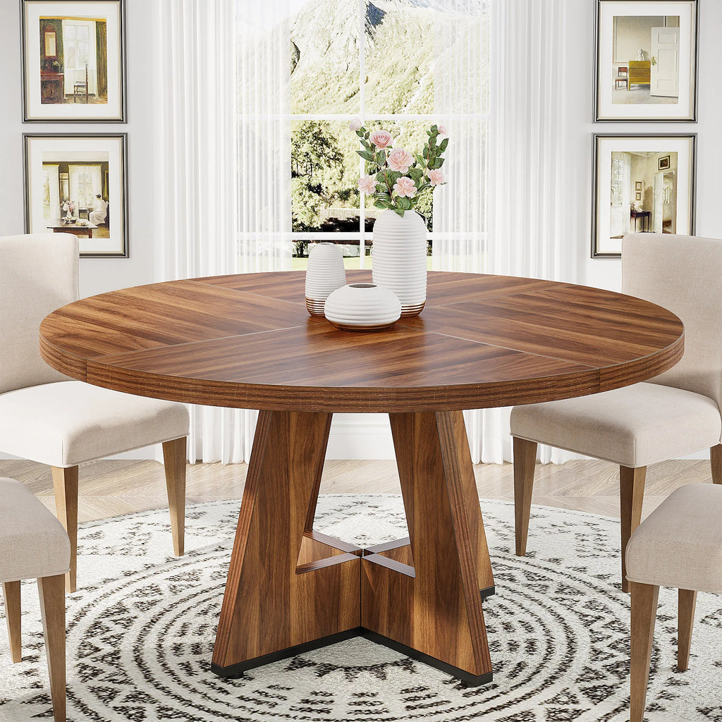 Round Dining Table, 4, 47IN Small Dinner Table