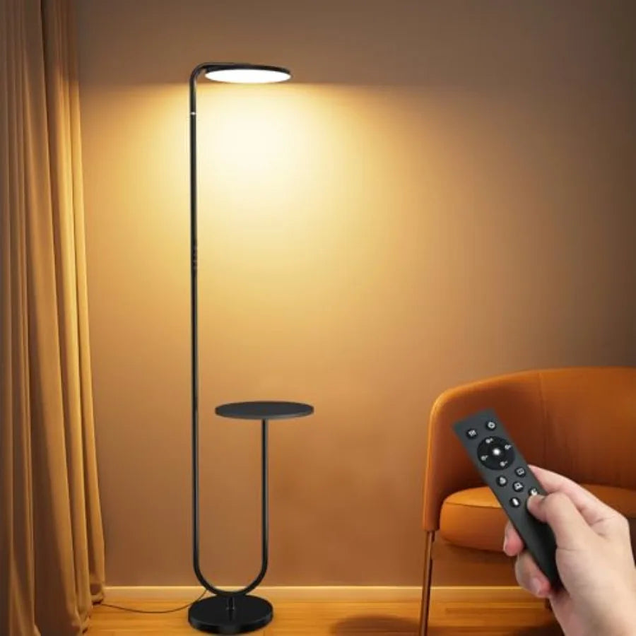 LED Floor Lamp with Table, Super Bright Stepless Dimmable Torchiere Remote Control