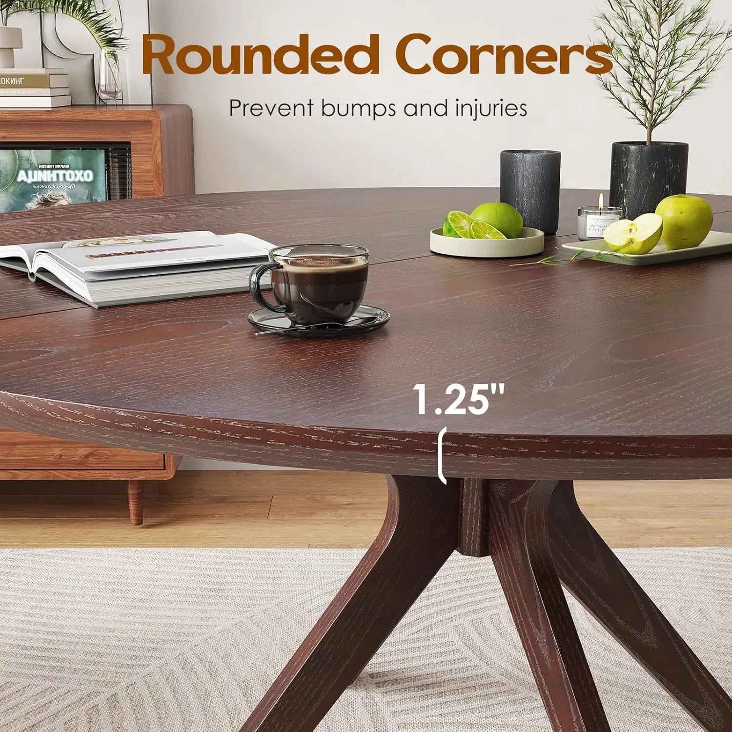 Round Natural Wood Table, Easy Assembly, Modern Small Table for 2-4 People