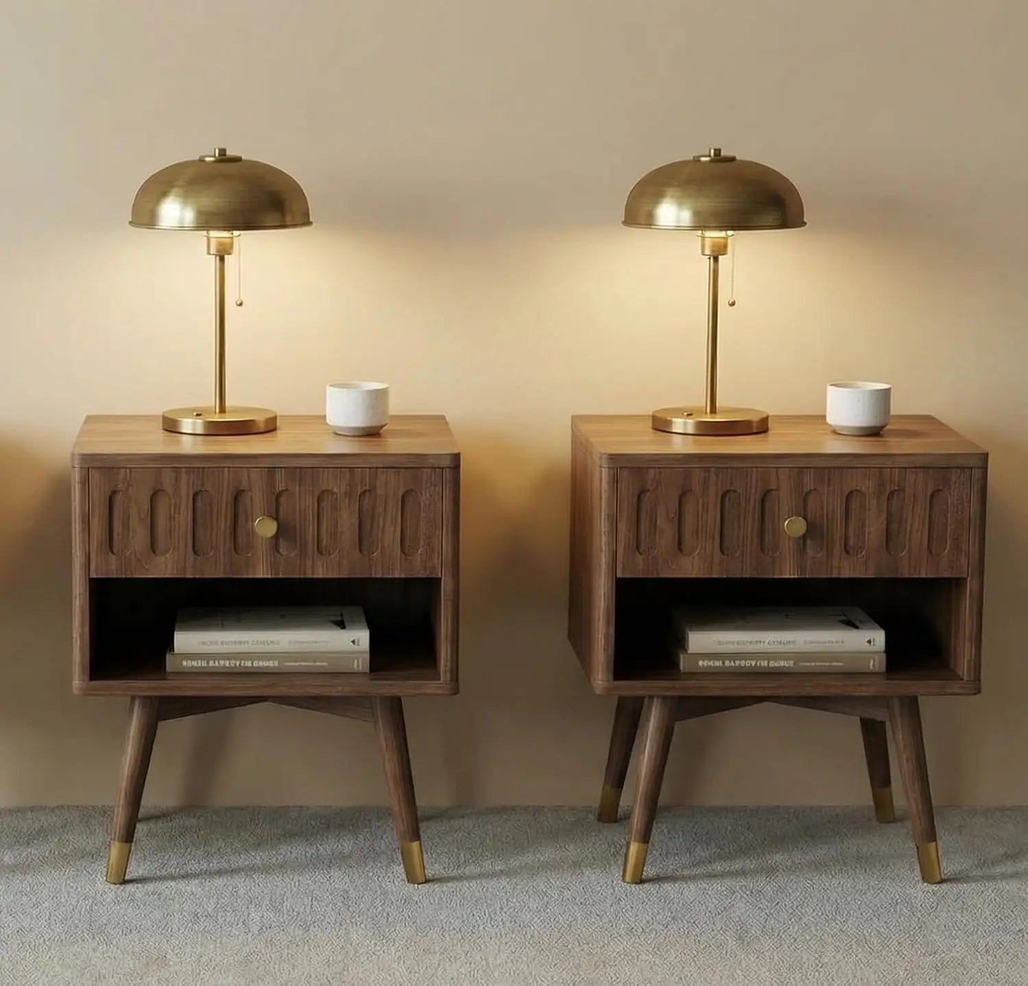 End Table, Drawer, Open Shelf, Charging Station, Capped Legs