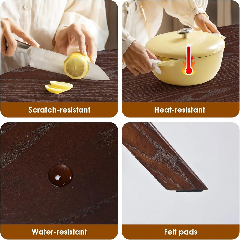 Round Natural Wood Table, Easy Assembly, Modern Small Table for 2-4 People