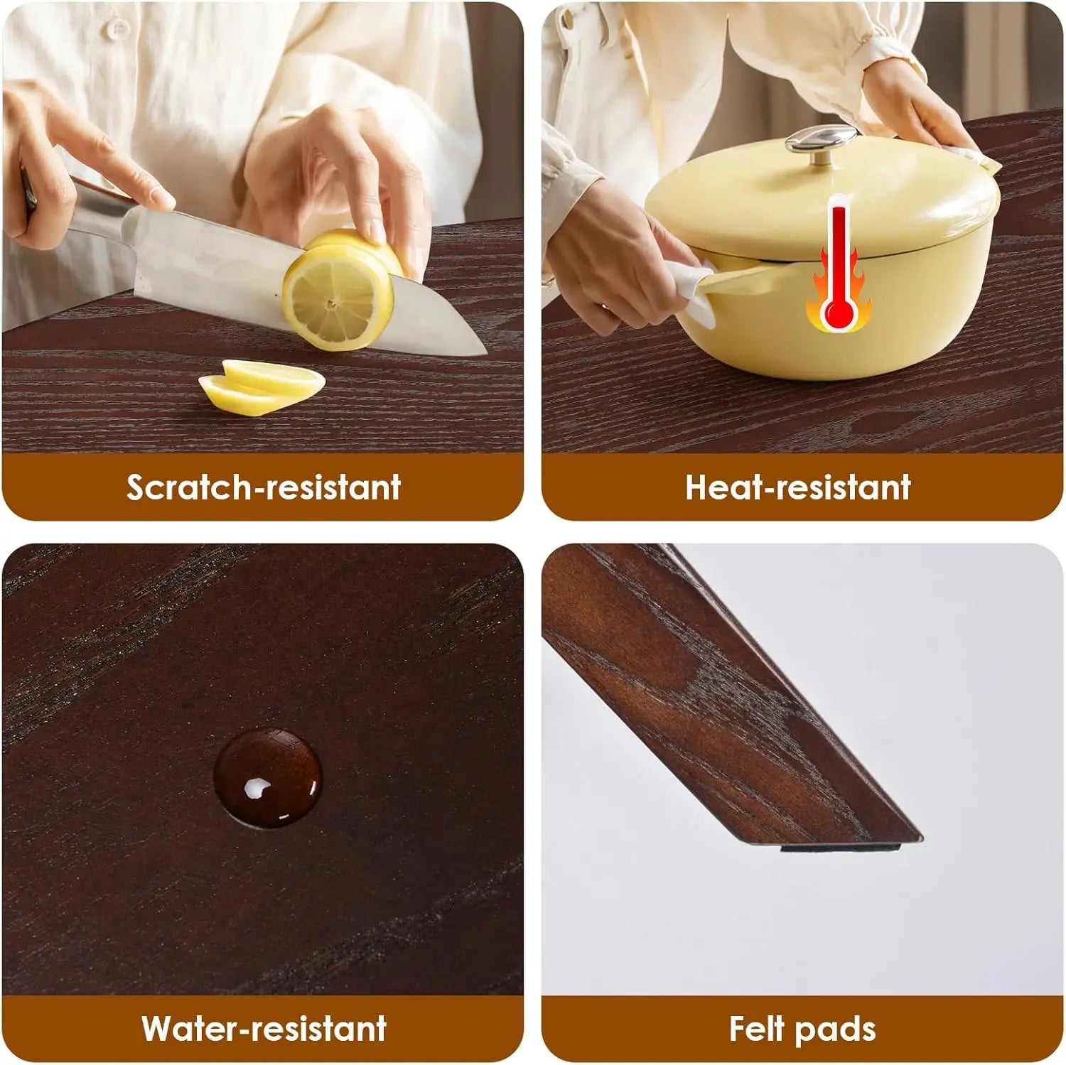 Round Natural Wood Table, Easy Assembly, Modern Small Table for 2-4 People