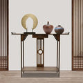 Walnut Bamboo Console Table Narrow Long Console