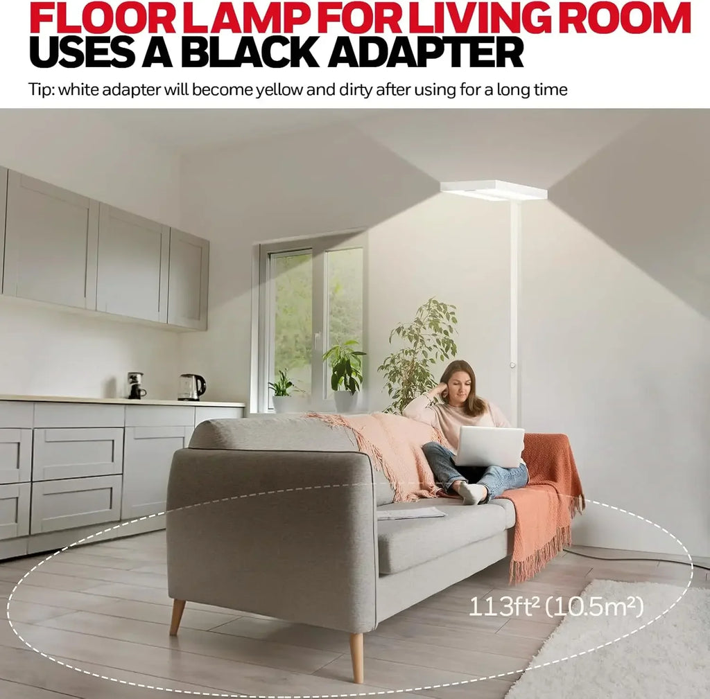 6000LM LED Floor Lamp, Eye-Caring Reading Standing Light,