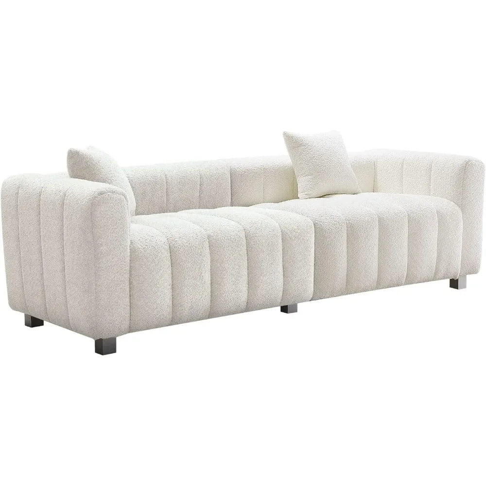 87.4" Deep Seat 3-Seater Bubble Teddy Velvet Sofa
