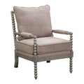 Spindle Accent Chair, Padded Spring Seat, Brushed Grey Base, Dolphin Beige Fabric