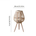 Hand-Woven Vine Lamp with Candle Holder – Rustic Floor Standing Lantern