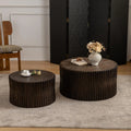 47.25" Round Wood Drum Coffee Table Set 2 No Assembly