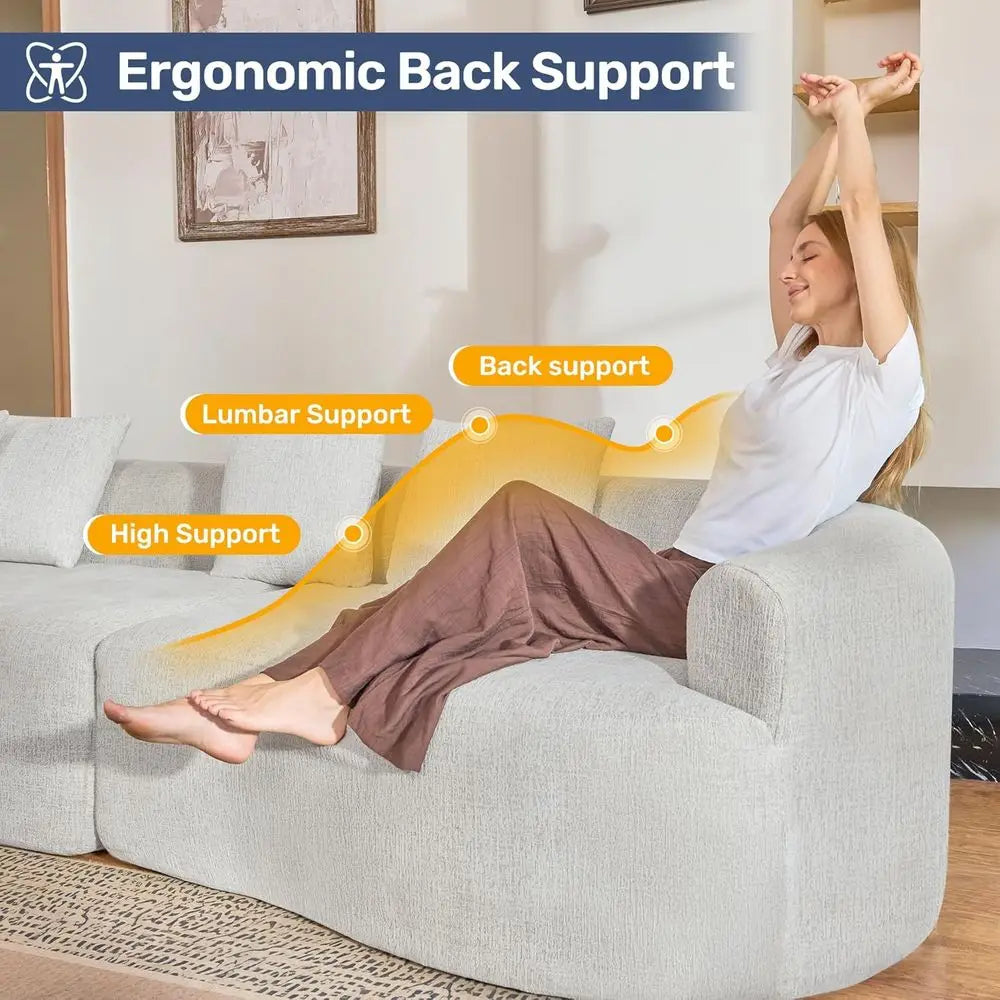 No-Assembly Cloud Curved Sectional Sofa, Oversized Deep Seating